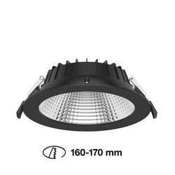 SLC vestavné LED svítidlo Shift pr.160-170 mm černé 1900lm 3000/4000K Ra80 bez driveru IP54/IP40 UGR19