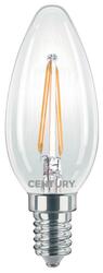 CENTURY LED FILAMENT SVÍČKA ČIRÁ 2W E14 2700K 245Lm 360d 35x98mm IP20 CEN INM1-021427