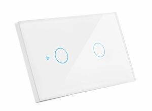 CENTURY Přepínač SMART zapuštěný dvojitý-5A-220-240V IP20 ovládaný SMARTPHONEM přes WIFI nebo hlasem. Vhodný do instalční krabice BTICINO 503E 3 moduly. Tuya WiFi