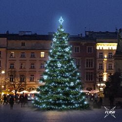LED světelná sada na stromy vysoké 9-11m, ledová bílá s Flash, dekory EFD11