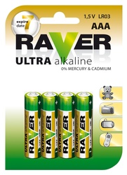 Baterie RAVER alkalická LR03