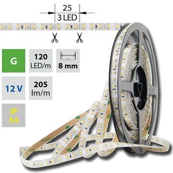 McLED LED pásek SMD3528 zelená, DC12V, IP54, 10mm, bílý PCB pásek, 120 led/metr 121.235.10.0