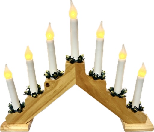 Adventní svícen dubový s LED imitace plamene 7x34V/0,2W