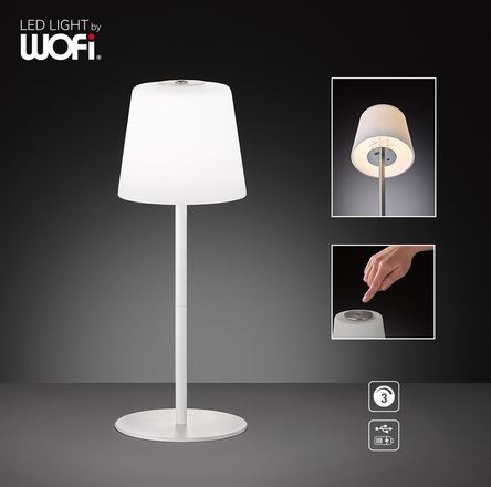 VÝPRODEJ VZORKU WOFI Nabíjecí stolní lampa Genk 1xLED 2W 3000K 230lm bílá USB
