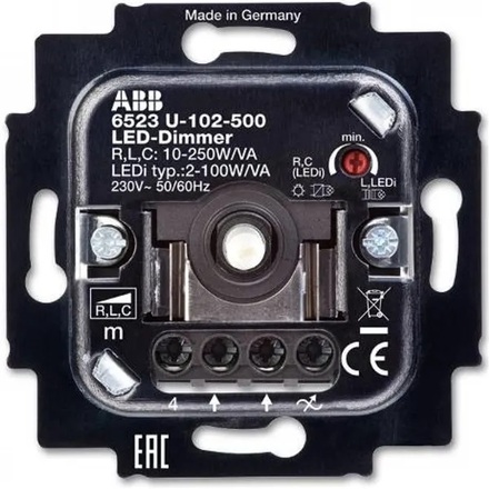 Přístroj stmívače ABB 6512-0-0335 2-100W pro otočné ovládání a tlačítkové spínání pro LED