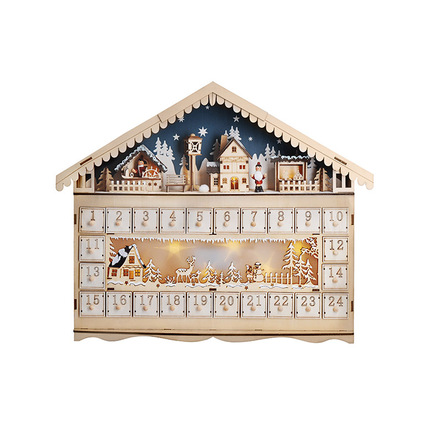 Solight LED adventní kalendář - horská chata, 10x LED, 50x40cm, 2x AA 1V258