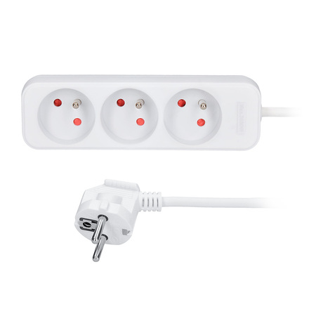 Solight prodlužovací přívod 3m, 3 zásuvky, 16A/3680W, PVC, bílý PP03X