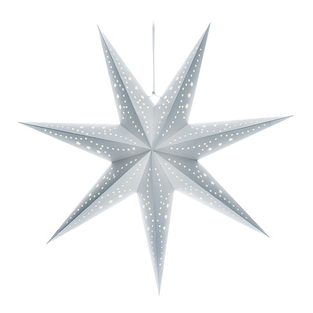 Solight LED vánoční hvězda stříbrná, závěsná, časovač, 60cm, 20x LED, 2x AA 1V294