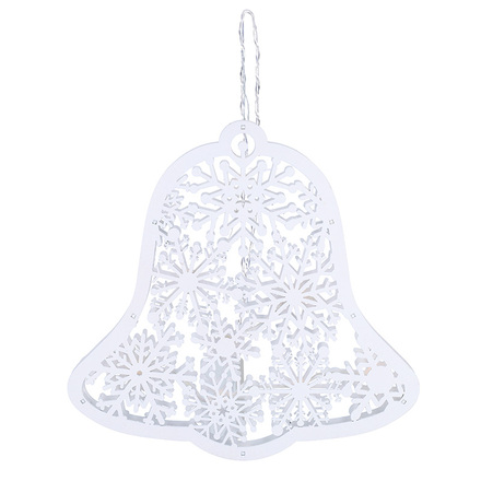 Solight LED dřevěný vánoční zvoneček, 9x LED, bílá, 30cm, časovač, 2x AA 1V296