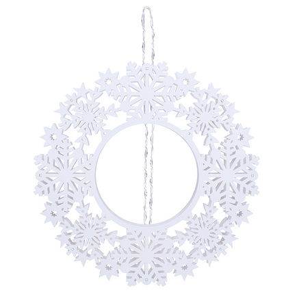 Solight LED dřevěný vánoční věnec, 10x LED, bílá, 30cm, časovač, 2x AA 1V297