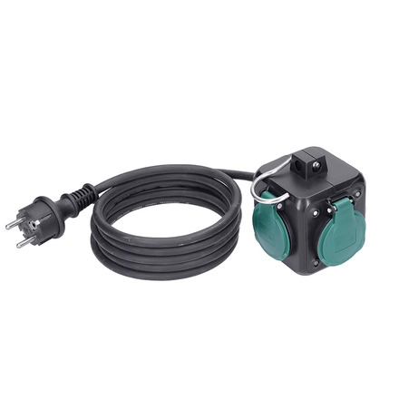 Solight prodlužovací přívod kostka 5m, 3 zásuvky IP44, 3 x 1.5mm2, kabel guma H05RR-F PP326