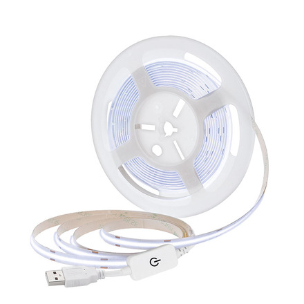 Solight LED COB pásek, 5m, 7W/m, 500lm/m, studená bílá, USB napájení, vypínač, 8mm WM62-CW