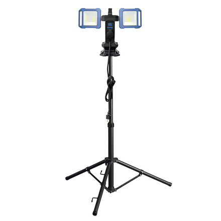 Solight duální teleskopický přenosný LED reflektor se zásuvkou, 2x30W, 5400lm, 4000K, 62-152cm, IP54 WM-60W-FVP