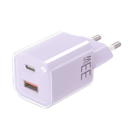 Solight 33W GaN fast charge USB-A + USB-C adaptér, fialový DC75V