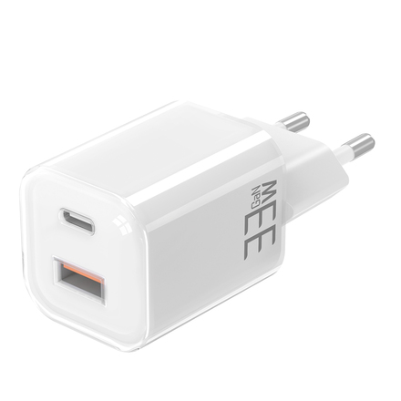 Solight 33W GaN fast charge USB-A + USB-C adaptér, bílý DC75W
