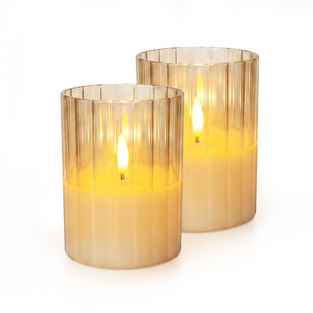 Solight sada 2x LED skleněné svíčky, časovač, 7,5x10cm, 2x AA 1V311