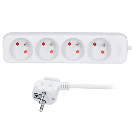Solight prodlužovací přívod, 4 zásuvky, bílý, 2m PP21