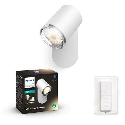 Hue White Ambiance Bodové koupelnové svítidlo Philips Adore BT 8719514340855 LED GU10 1x5W 350lm 2200-6500K IP44 230V, bílé s dálkovým ovladačem a Bluetooth