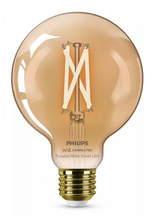 WiZ Smart LED Kulová žárovka Filament oranžová 7 W (ekv. 50 W) 640lm G95 2000-5000K E27