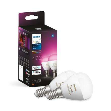 Philips HUE SET 2x WACA LED Luster žárovka E14 5,1W 470lm 2000-6500K RGB IP20, stmívatelné