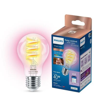 WiZ LED žárovka E27 A60 6,3W 470lm 2200-6500K RGB IP20, stmívatelná