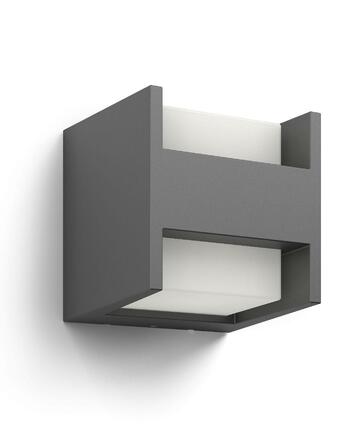 Philips Arbour UltraEfficient venkovní nástěnné LED svítidlo 2x3,8W 800lm 2700K IP44, antracitové