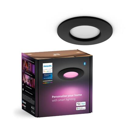 Philips Hue WCA Slim koupelnové zápustné svítidlo LED 8,3W 790lm 2200-6500K RGB 9cm kulaté IP44, černé