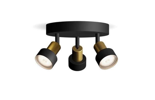 Philips Conduit bodové svítidlo 3x GU10 5W bez zdroje 20cm kulaté IP20, černé/zlaté