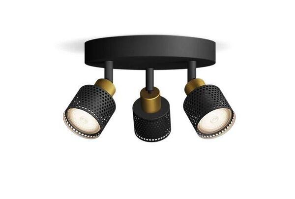 Philips Niall bodové svítidlo 3x GU10 5W bez zdroje 20cm kulaté IP20, černé
