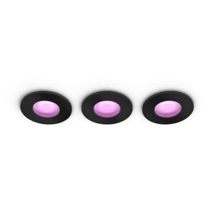 Philips Hue WACA Xamento podhledové LED svítidlo 3x GU10 5.7W 350lm 2000-6500K RGB IP44, černé