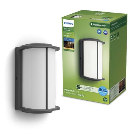 Philips Reese UltraEfficient venkovní nástěnné LED svítidlo 4,3W 800lm 2700K IP44, antracitové
