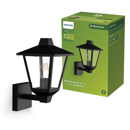 Philips Kinno venkovní nástěné svítidlo se svícením nahoru E27 max. 1x25W bez zdroje IP44, černé