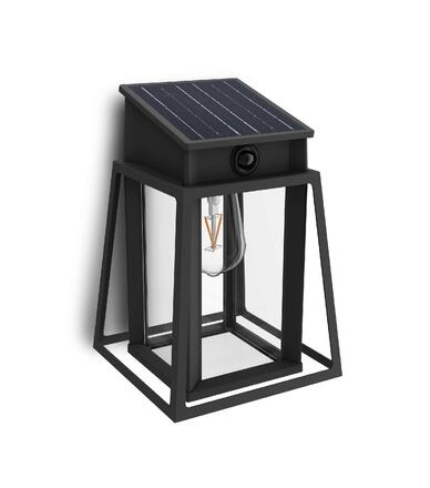 Philips Lysin UltraEfficient solární LED svítidlo se senzorem 3,2W 500lm 2700K IP44 hranaté, černé