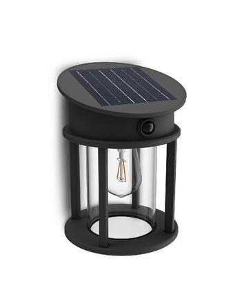 Philips Geri UltraEfficient solární LED svítidlo se senzorem 3,2W 500lm 2700K IP44 kulaté, antracit