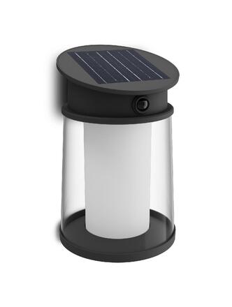 Philips Juda UltraEfficient solární LED svítidlo se senzorem 3,2W 500lm 2700K IP44 kulaté, černé