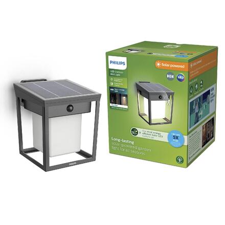 Philips Blaise UltraEfficient solární LED svítidlo se senzorem 1,5W 250/20lm 3000K IP44, hranaté, antracit