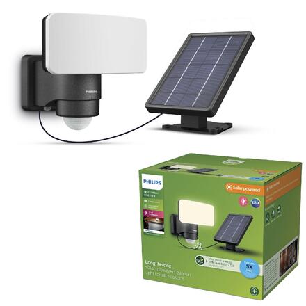 Philips Tylus UltraEfficient Security solární LED reflektor se senzorem 6W 1000/50lm 3000K IP44, černý