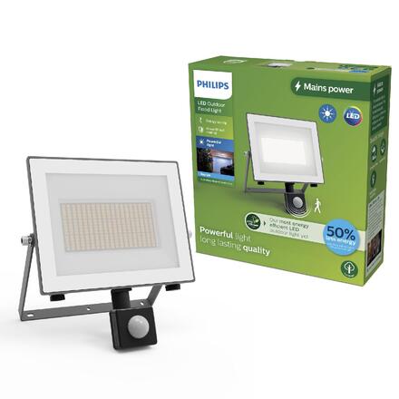 Philips Lois UltraEfficient venkovní LED reflektor Flood Light se senzorem 24W 4500lm 5000K IP65, antracit