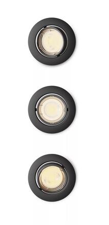 Philips Peridot Rec Kit Rd zapuštěné svítidlo kulaté 7W, AC 220-240, IP20, (3 ks), černá