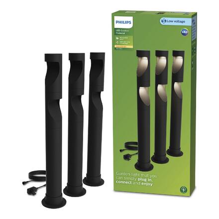 Philips Desi GardenLink 3x venkovní LED sloupek Low Voltage 3x1,5W 3x180lm 2700K 24V IP44 70cm, černý, sada
