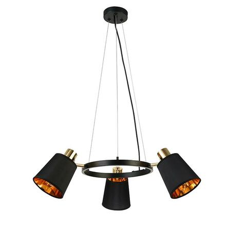 ACA Lighting závěsné svítidlo 3XE14 černý kov + stínítko D63XH100CM NORMA EG213P63BK