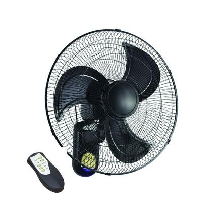 ACA Lighting nástěnný ventilátor, dálkové ovládání, časovač, černá, 45cm, AC 50W FANWPB40R