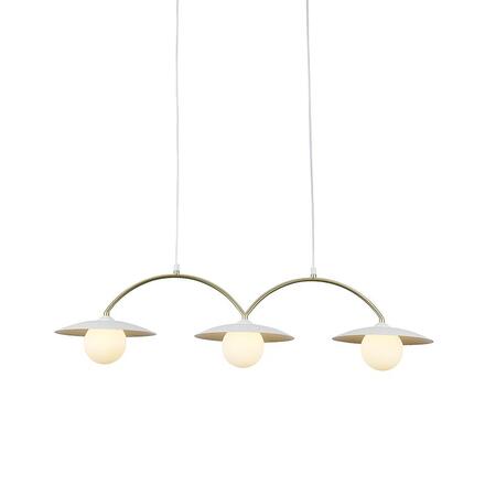 ACA Lighting závěsné svítidlo FLERIA 3xG9 bílá základna a zlatá tyč s akrylovým stínítkem HM235P3