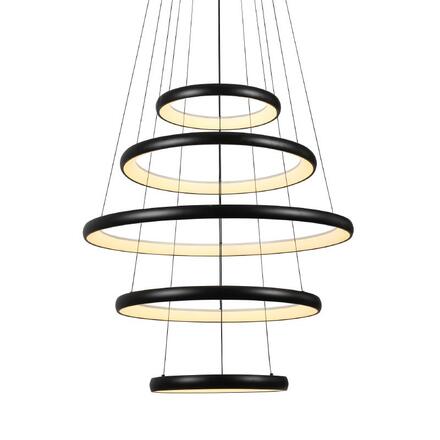 ACA Lighting závěsné svítidlo HARMONY LED 80W 6400lm CCT IP20 černý kov + akryl HM23LEDP5BKCCT