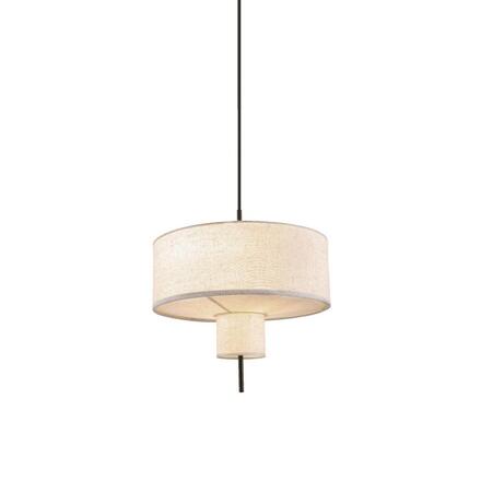 ACA Lighting závěsné svítidlo ANAFI černý kov béžové textilní stínítko 2xE27 MP240323