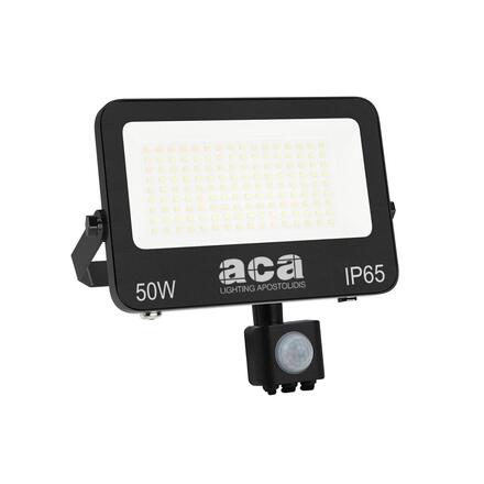 ACA Lighting LED SMD černý reflektor s pohybovým čidlem  50W 3CCT 5000lm 185-260V Ra80 IP66 N50CCTS