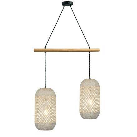 ACA Lighting závěsné svítidlo 2XE27 ratan + dřevo 60X20XH120CM COCONUT OD762P60RW