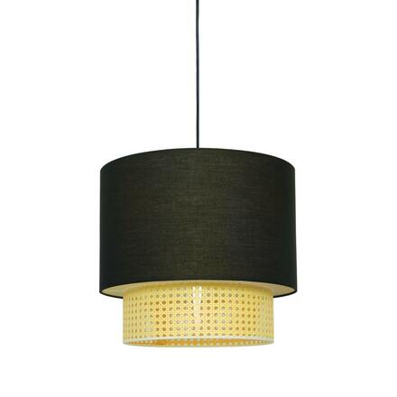 ACA Lighting závěsné svítidlo 2XE27 NISYROS černá textil+ratan D40xH150CM TF20832PB