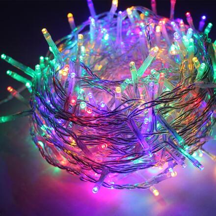 ACA Lighting 20 LED řetěz na baterie (2xAA), multicolor, efekty, IP20, 190+30cm, čirý kabel X0620312
