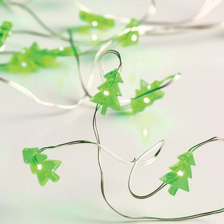ACA Lighting vánoční stromky 20 LED dekorační řetěz, zelená, stříbrný měďený drát na baterie 2xAA IP20 2m+10cm 1.2W XSW20G2ATREE